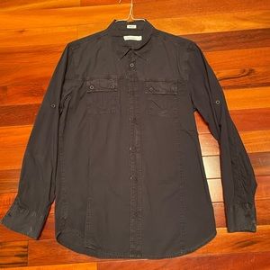 Calvin Klein - Navy Blue Button Down Shirt Mens Medium 100% Cotton